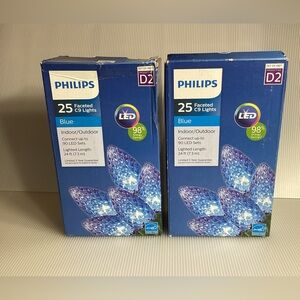 Set of 2 Philips 25 Blue Faceted C9 Lights